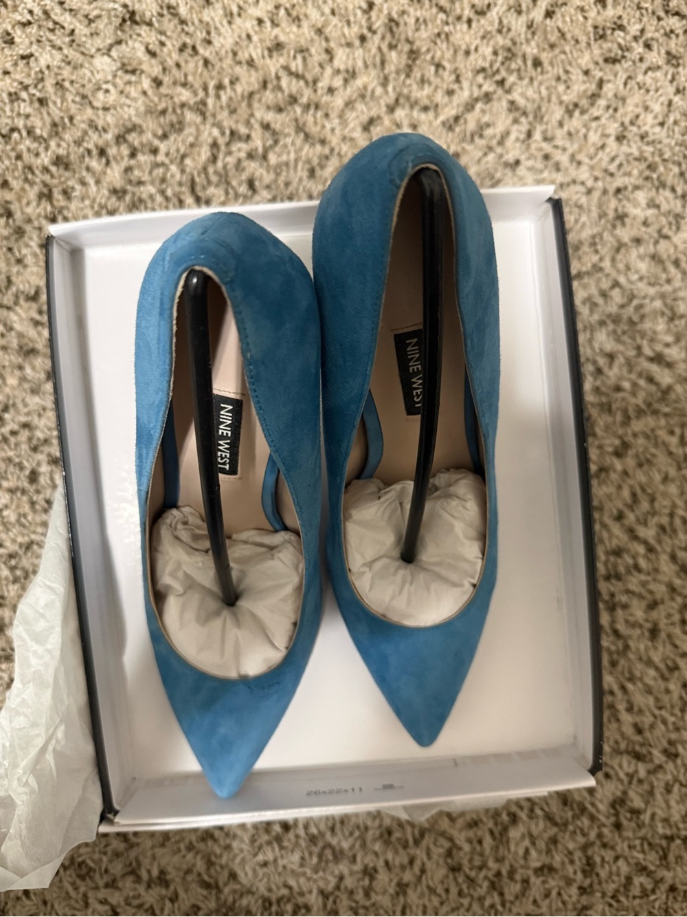 Nine West Blue Suede Pointed-Toe Stiletto Pumps
